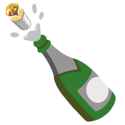 Bottle with popping cork and Burrito