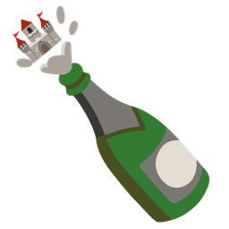 Bottle with popping cork and Castle