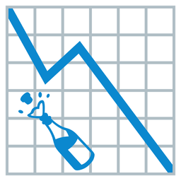 Bottle with popping cork and Chart decreasing