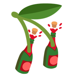 Bottle with popping cork and Cherries