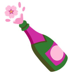 Bottle with popping cork and Cherry blossom