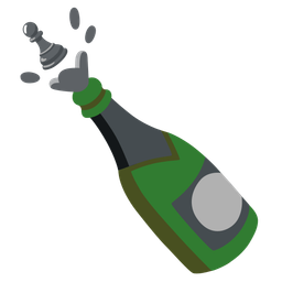 Bottle with popping cork and Chess pawn