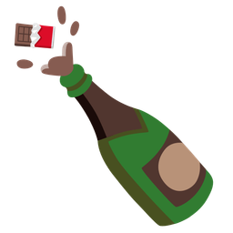 Bottle with popping cork and Chocolate bar