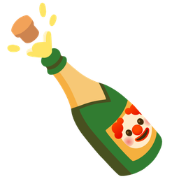 Bottle with popping cork and Clown face
