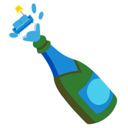 Bottle with popping cork and Couch and lamp
