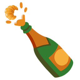Bottle with popping cork and Croissant