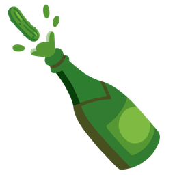 Bottle with popping cork and Cucumber