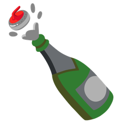 Bottle with popping cork and Curling stone