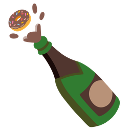 Bottle with popping cork and Doughnut