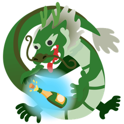 Bottle with popping cork and Dragon