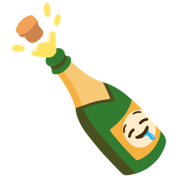 Bottle with popping cork and Drooling face