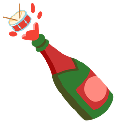 Bottle with popping cork and Drum