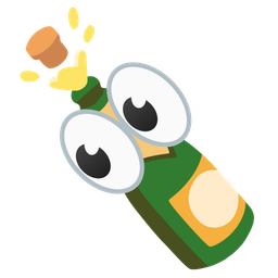 Bottle with popping cork and Eyes