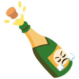 Bottle with popping cork and Face with steam from nose