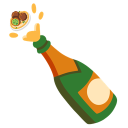 Bottle with popping cork and Falafel