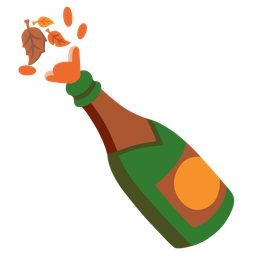 Bottle with popping cork and Fallen leaf