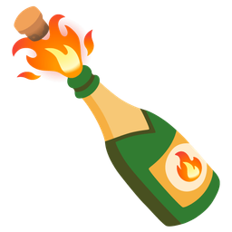 Bottle with popping cork and Fire