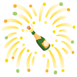 Bottle with popping cork and Fireworks