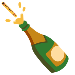 Bottle with popping cork and Flute