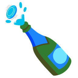 Bottle with popping cork and Flying disc