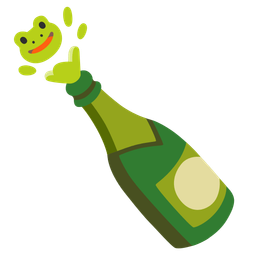 Bottle with popping cork and Frog