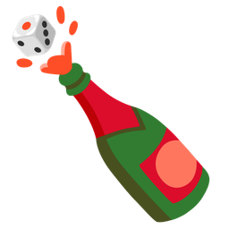 Bottle with popping cork and Game die