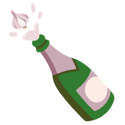 Bottle with popping cork and Garlic