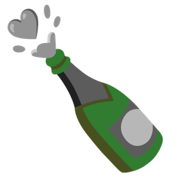 Bottle with popping cork and Grey heart
