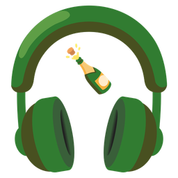 Bottle with popping cork and Headphone