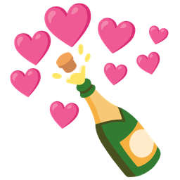 Bottle with popping cork and Heart with arrow