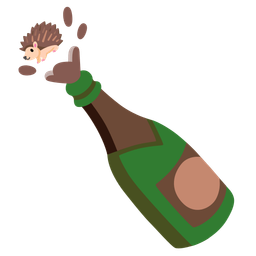 Bottle with popping cork and Hedgehog