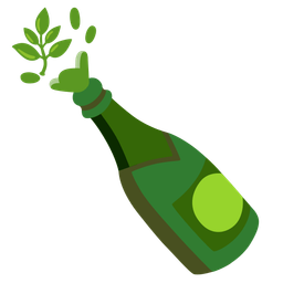 Bottle with popping cork and Herb