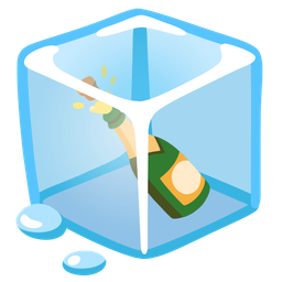 Bottle with popping cork and Ice