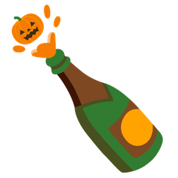 Bottle with popping cork and Jack-o-lantern