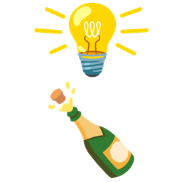 Bottle with popping cork and Light bulb