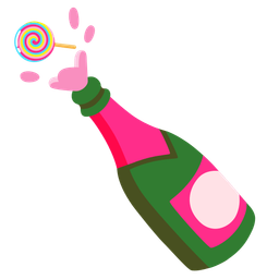 Bottle with popping cork and Lollipop