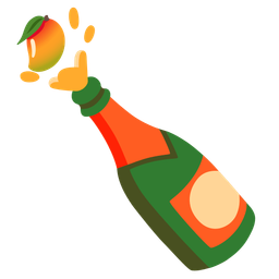 Bottle with popping cork and Mango