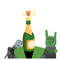 Bottle with popping cork and Microphone