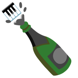 Bottle with popping cork and Musical keyboard