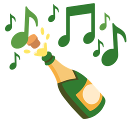 Bottle with popping cork and Musical notes