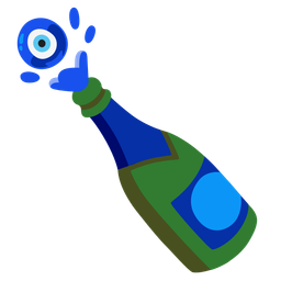 Bottle with popping cork and Nazar amulet