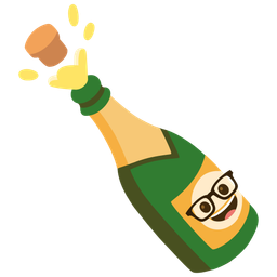 Bottle with popping cork and Nerd face