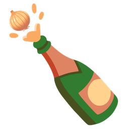 Bottle with popping cork and Onion