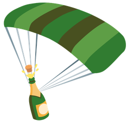 Bottle with popping cork and Parachute
