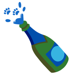 Bottle with popping cork and Paw prints