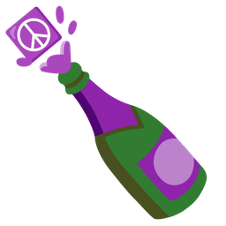 Bottle with popping cork and Peace symbol