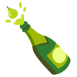 Bottle with popping cork and Pear