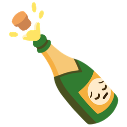 Bottle with popping cork and Pensive face