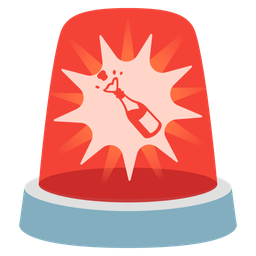 Bottle with popping cork and Police car light