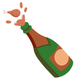 Bottle with popping cork and Poultry leg